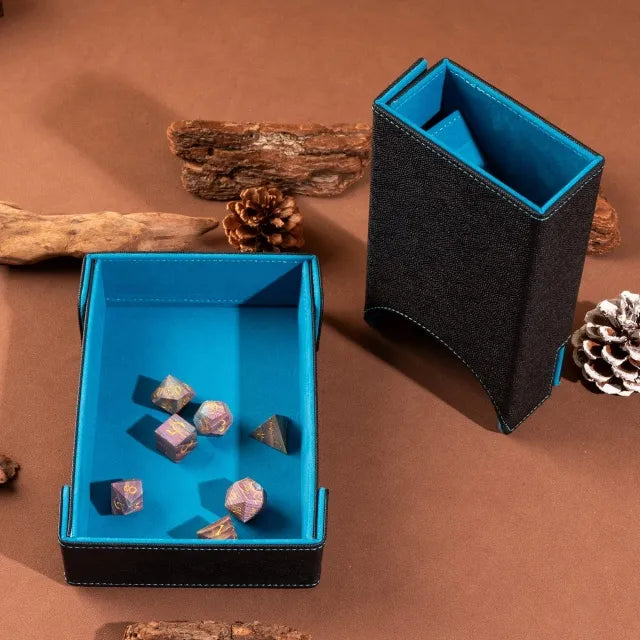 Folding Dice Tower & Dice Tray - Blue