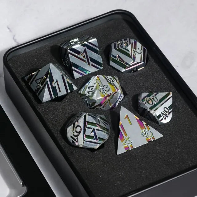 Steel & Rainbow Metal Dice