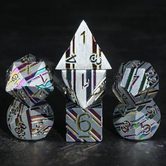 Steel & Rainbow Metal Dice
