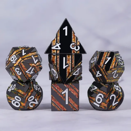 Black & Amber Metal Dice