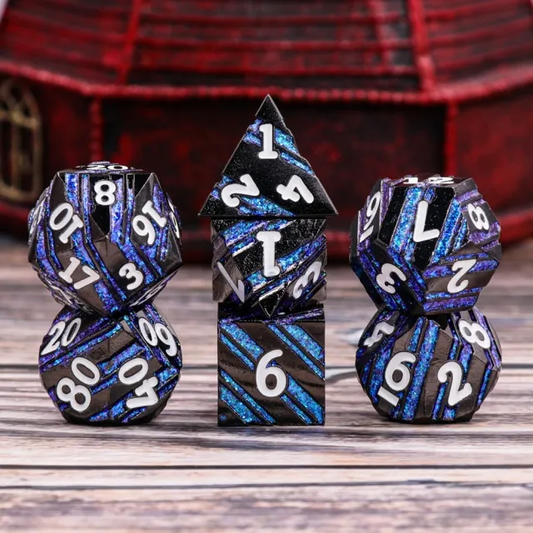 Black & Blue Metal Dice