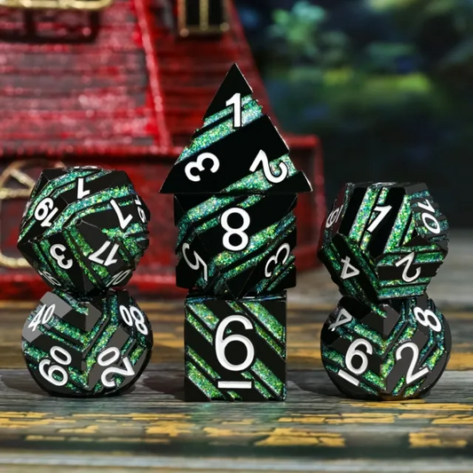 Black & Green Metal Dice