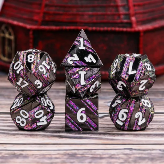 Black & Purple Metal Dice