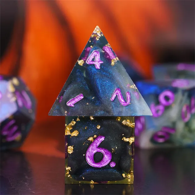 Blue & Gold Foil Dice