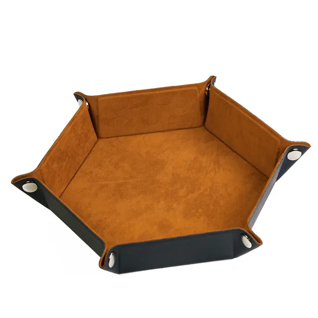 Hexagonal Dice Tray - Brown