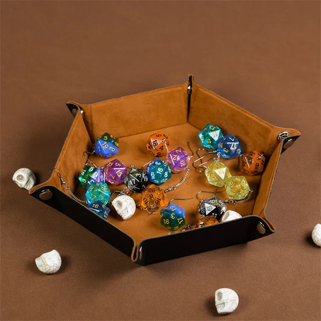 Hexagonal Dice Tray - Brown