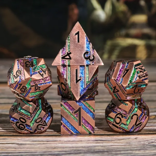 Copper & Rainbow Metal Dice
