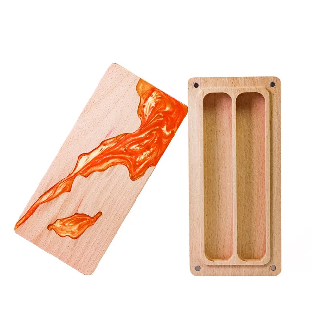 Wood and Resin Dice Box - Lava Flow