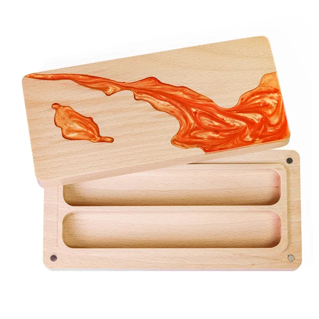 Wood and Resin Dice Box - Lava Flow