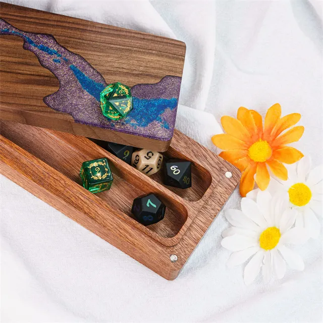 Wood and Resin Dice Box - Magic Pool