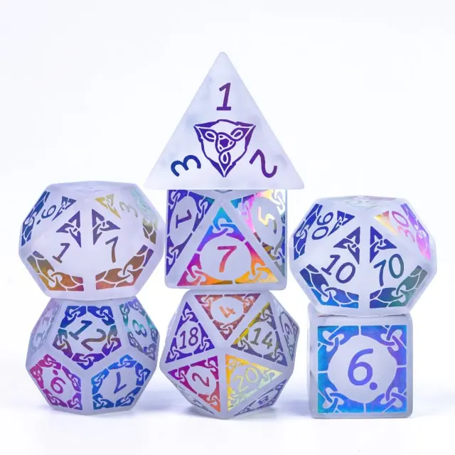 White Quartz Dice - Celtic Knot