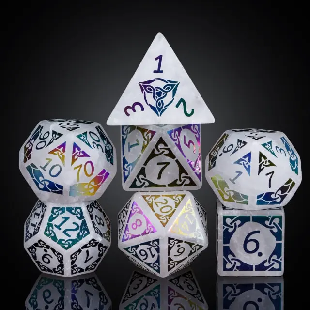 White Quartz Dice - Celtic Knot