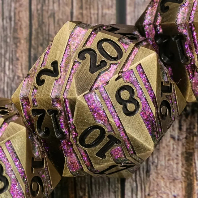 35mm Gold & Purple Metal D20