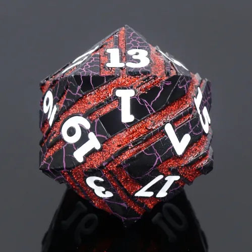 35mm Black & Red w/ Purple Crackle Metal D20