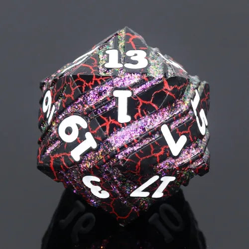 35mm Black & Purple w/ Red Crackle Metal D20