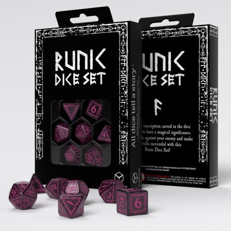 Runic Dice: Shimmering Black with Magenta