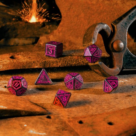Runic Dice: Shimmering Black with Magenta