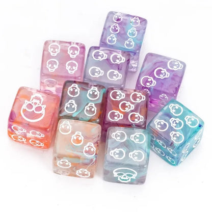 12 Piece D6 Set - Skulls Pattern: Multi-colour