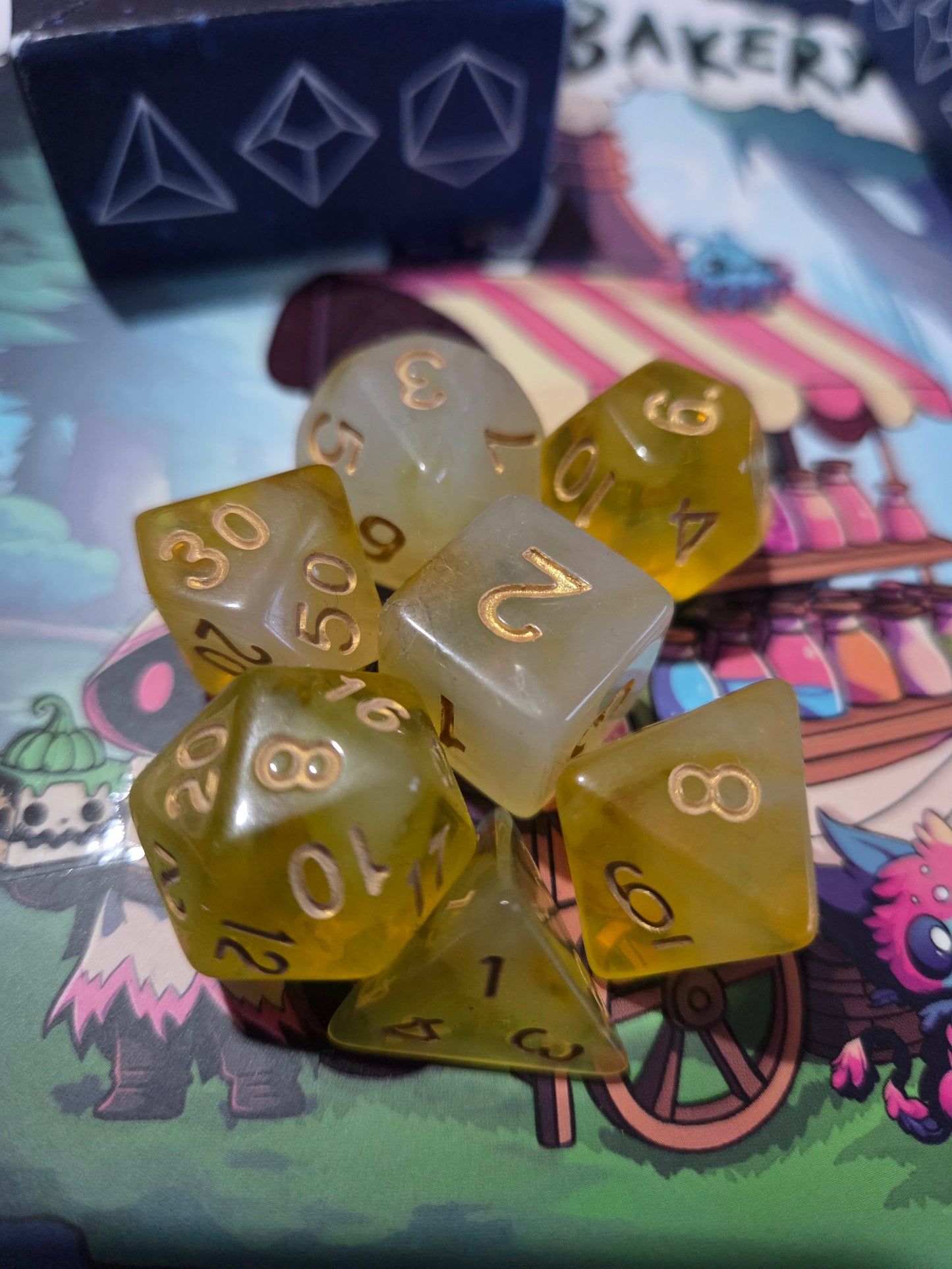 Yellow Soapstone Dice Set