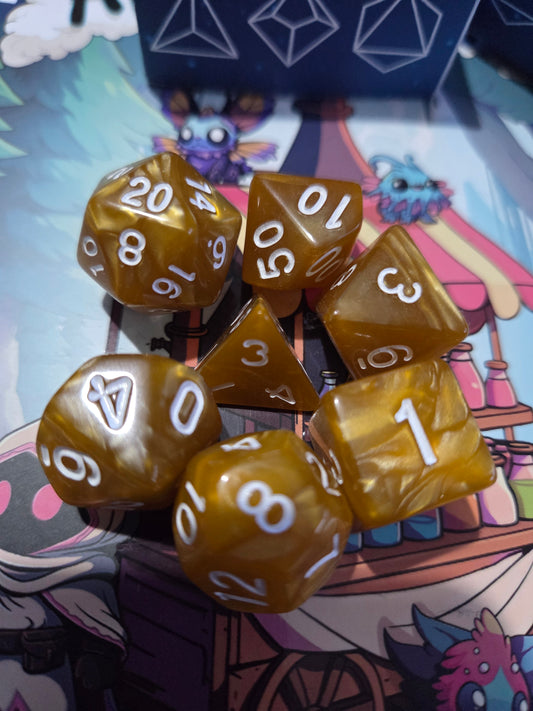 Gold Pearl Dice Set