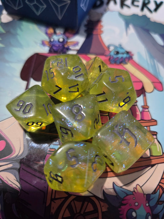 Goblin Yellow Glitter Dice Set