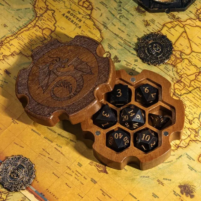 Wooden Dice Box -  Winged Serpent