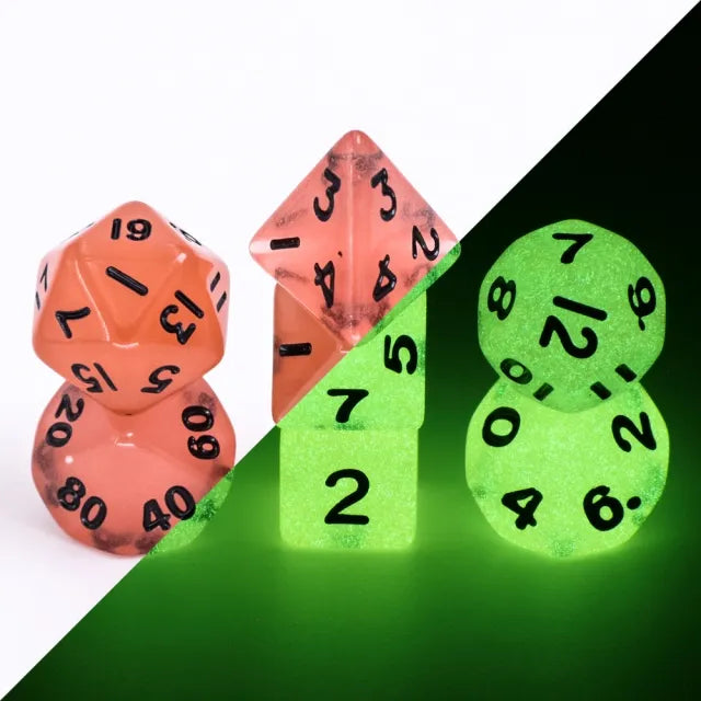 12mm Glow-In-The-Dark Style Dicelings Set
