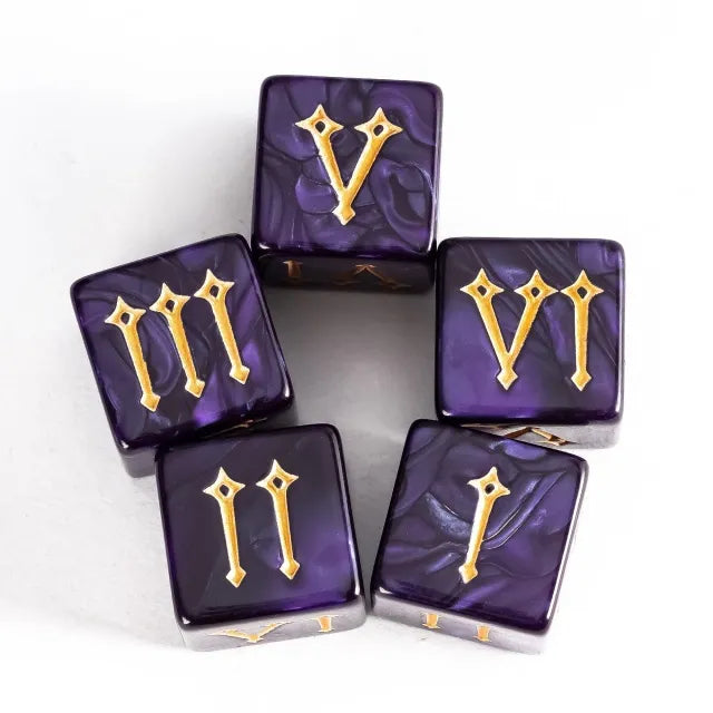 12 Piece D6 Set - Roman Numerals Pattern: Purple