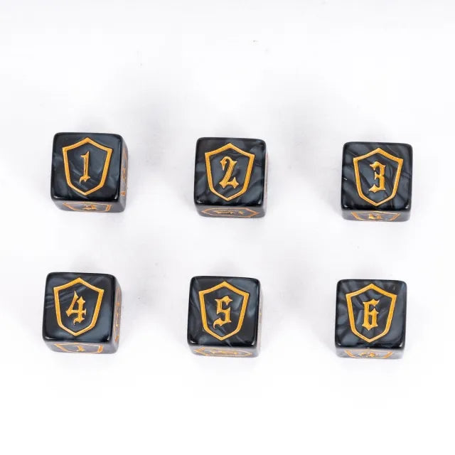 12 Piece D6 Set - Shield Pattern: Black