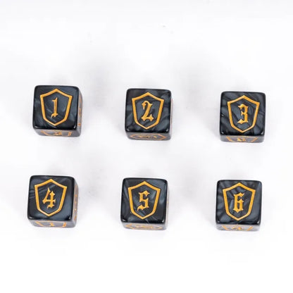 12 Piece D6 Set - Shield Pattern: Black