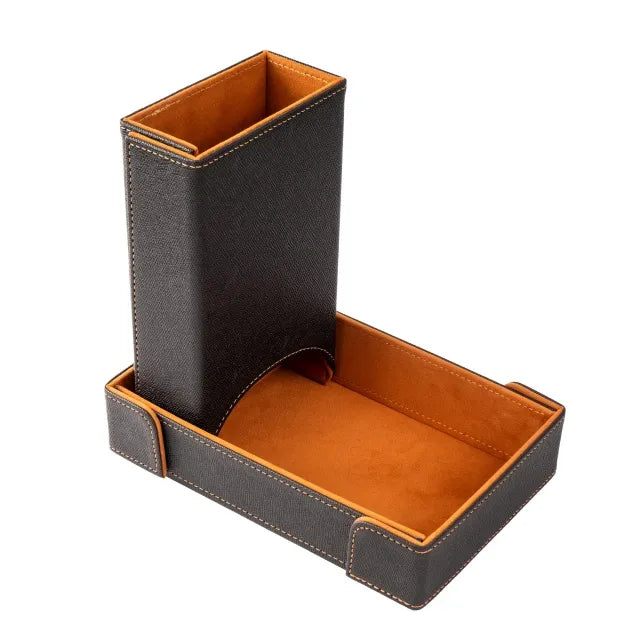 Folding Dice Tower & Dice Tray - Brown