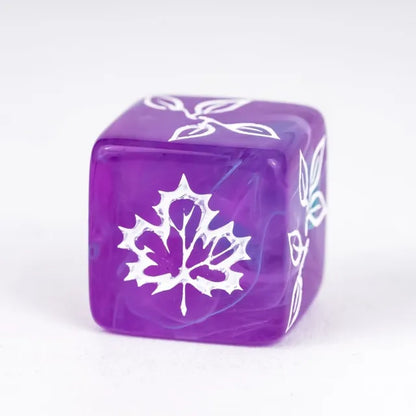 12 Piece D6 Set - Leaf Pattern: Purple & Teal