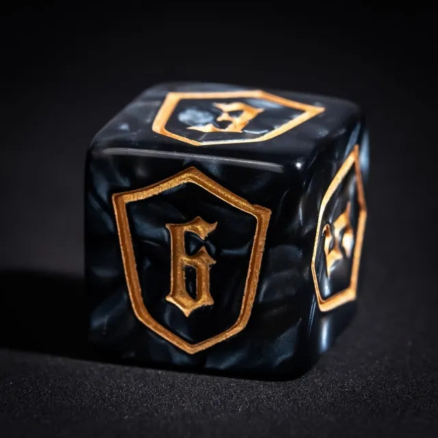 12 Piece D6 Set - Shield Pattern: Black