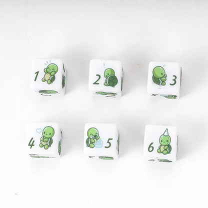 12 Piece D6 Set - Turtle Pattern: White
