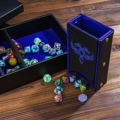 Multi Compartment Dragon Box with Dice Tower - Blue