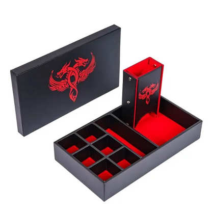 Multi Compartment Dragon Box with Dice Tower - Red