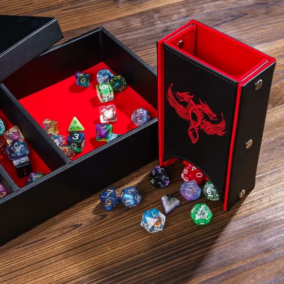 Multi Compartment Dragon Box with Dice Tower - Red