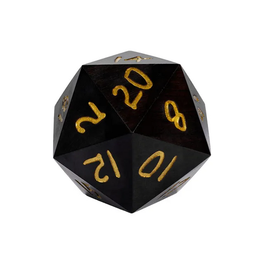 50mm Wooden D20 - Ebony