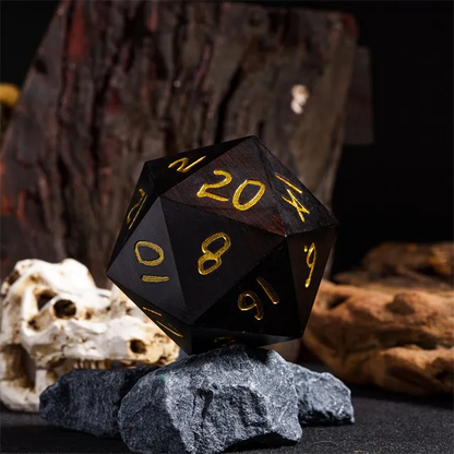 50mm Wooden D20 - Ebony