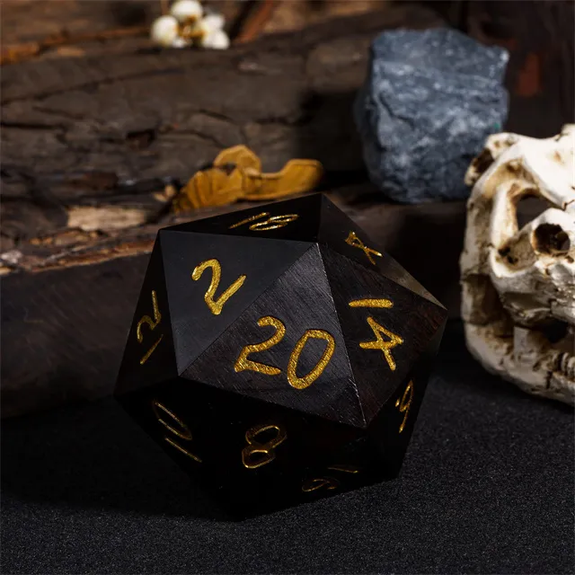 50mm Wooden D20 - Ebony