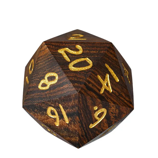 50mm Wooden D20 - Golden Sandalwood