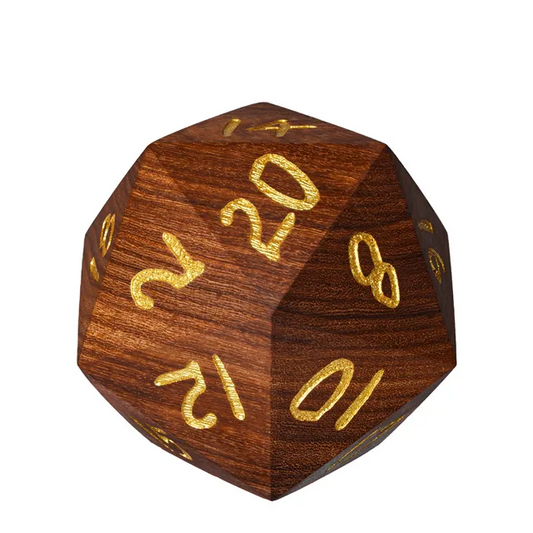 50mm Wooden D20 - Pau Rosa