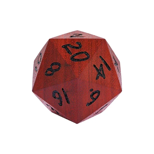 50mm Wooden D20 - Red Pearwood