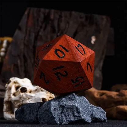 50mm Wooden D20 - Red Pearwood