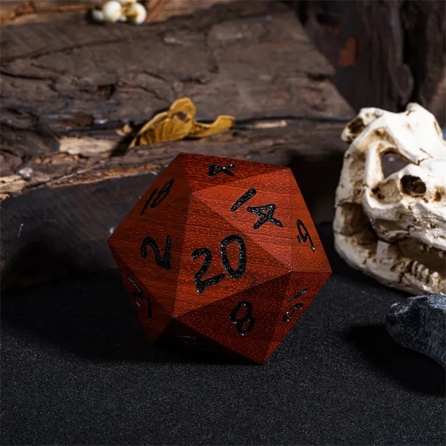 50mm Wooden D20 - Red Pearwood