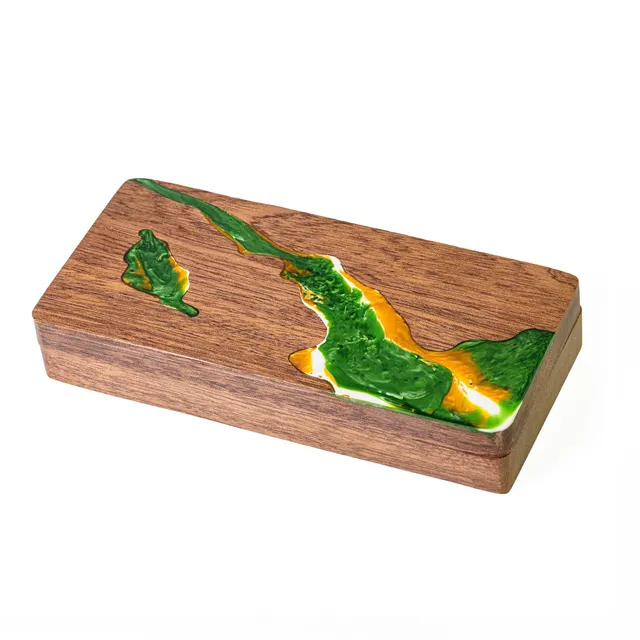 Wood and Resin Dice Box - Green River