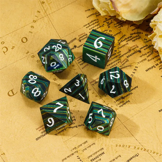 Wooden Dice - Green Stripe