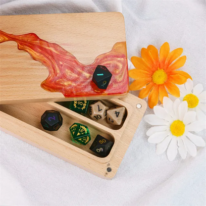 Wood and Resin Dice Box - Lava Flow