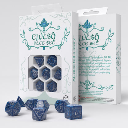 Elvish Dice - Cobalt and Silver