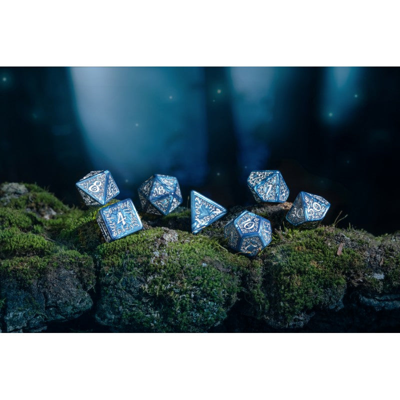 Elvish Dice - Cobalt and Silver